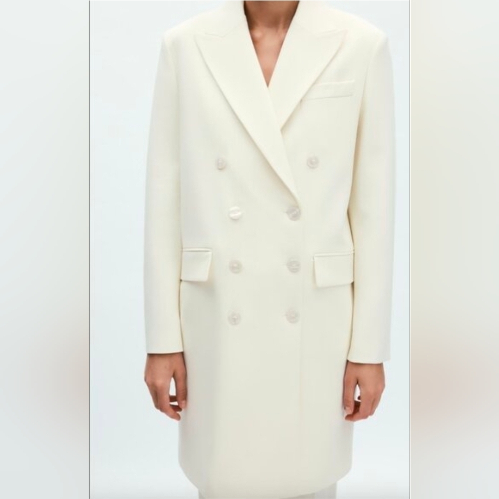 Sz M L ZARA Oyster White ZW Collection Frock Coat Bloggers Fave 2411/319 Trendy